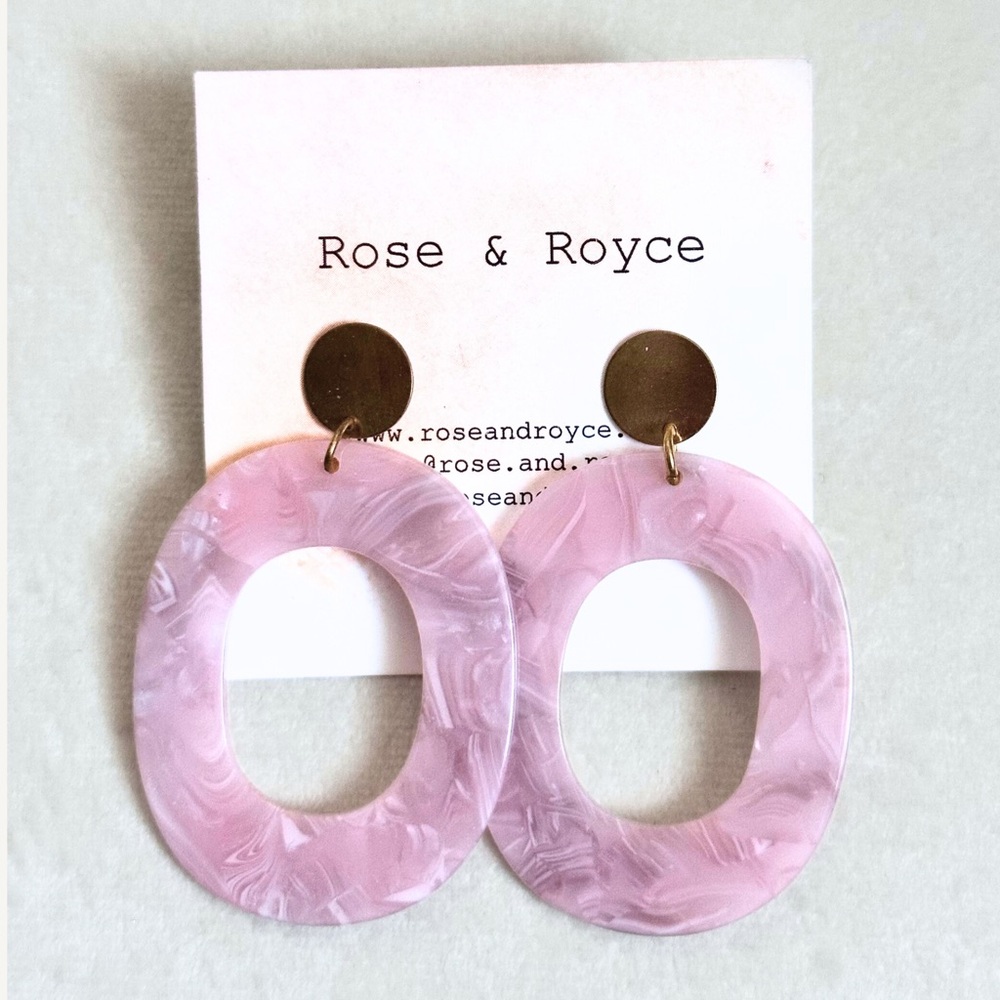 Rose & Royce Pink Resin Oval Drop Earrings